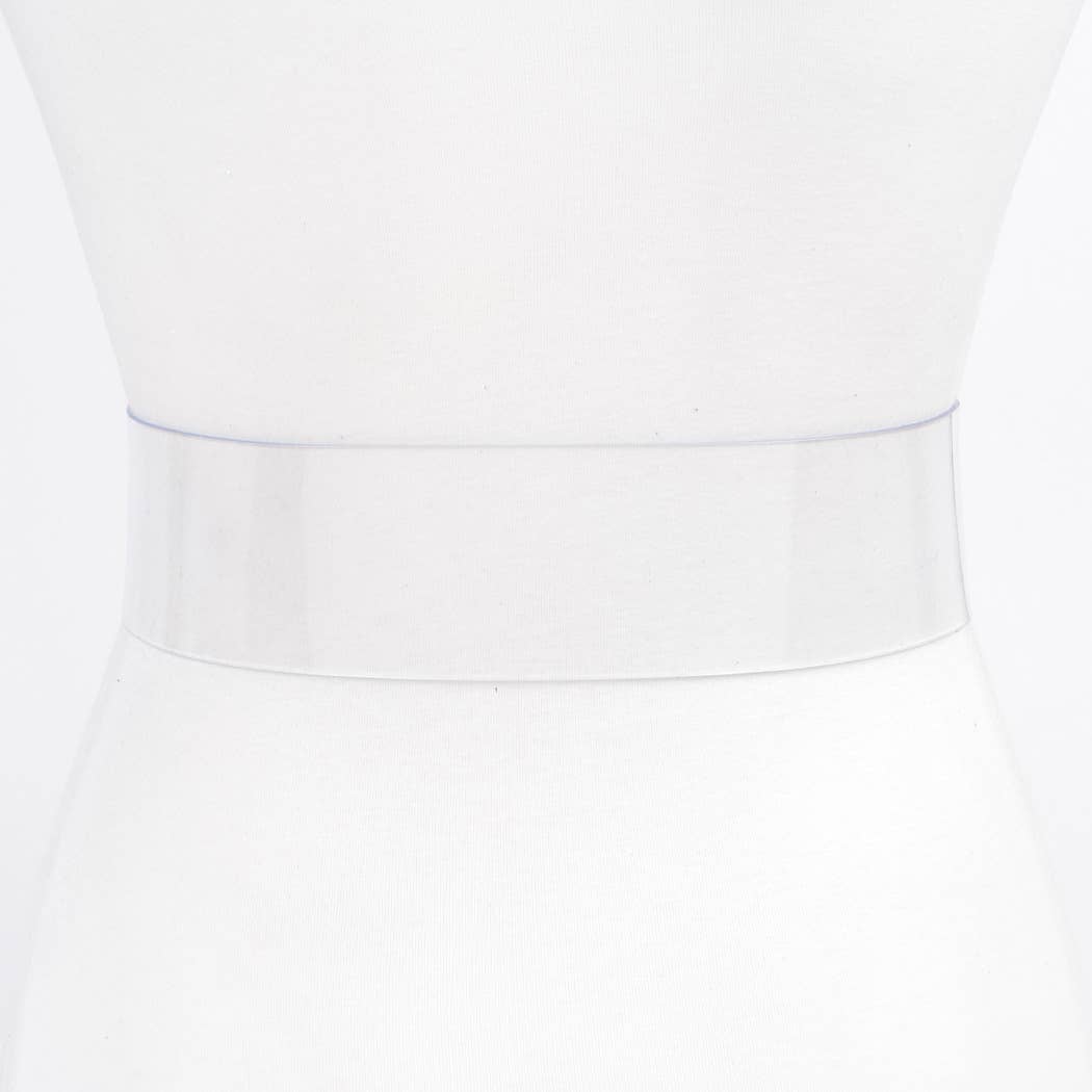 Wide Transparent Plus Size Belt W/Rhinestone Buckle