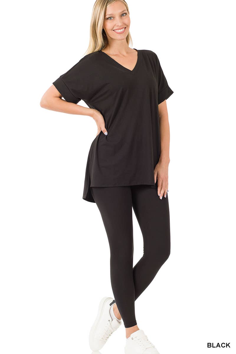 Brushed Dty Microfiber Loungewear Set: DUSTY BLUE / 1-1-1-1 (S-M-L-XL)