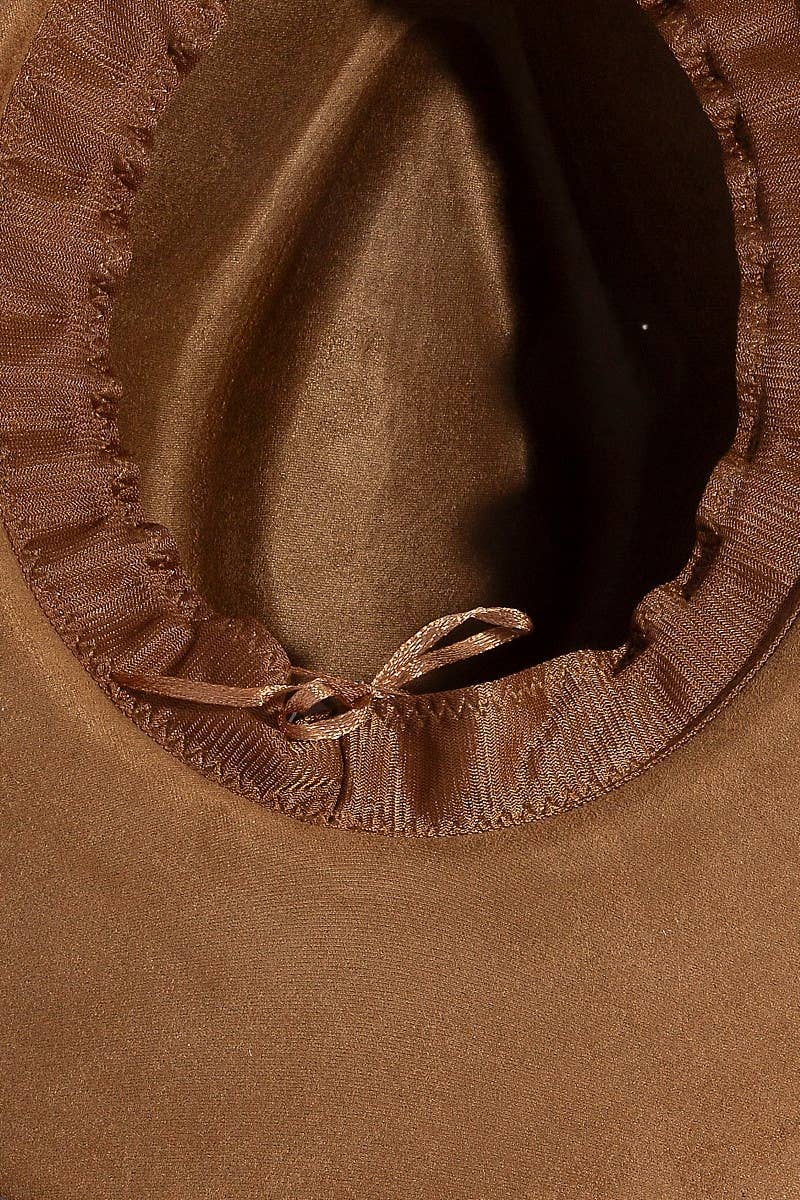 Heart Buckle Grommet Strap Suede Fedora Hat