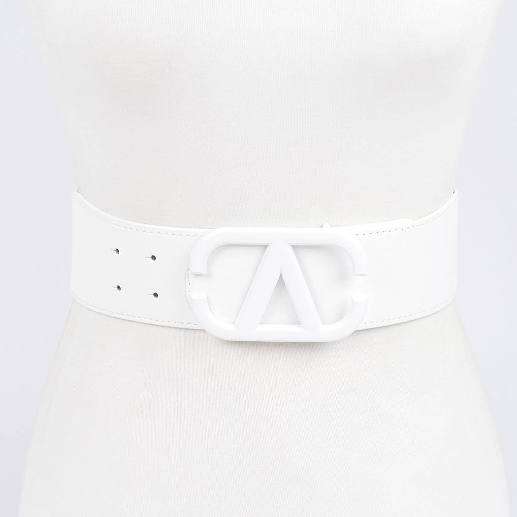 Color Metal V Buckle Elastic Belt