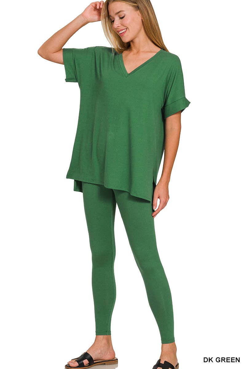 Brushed Dty Microfiber Loungewear Set: RUST / 1-1-1-1 (S-M-L-XL)