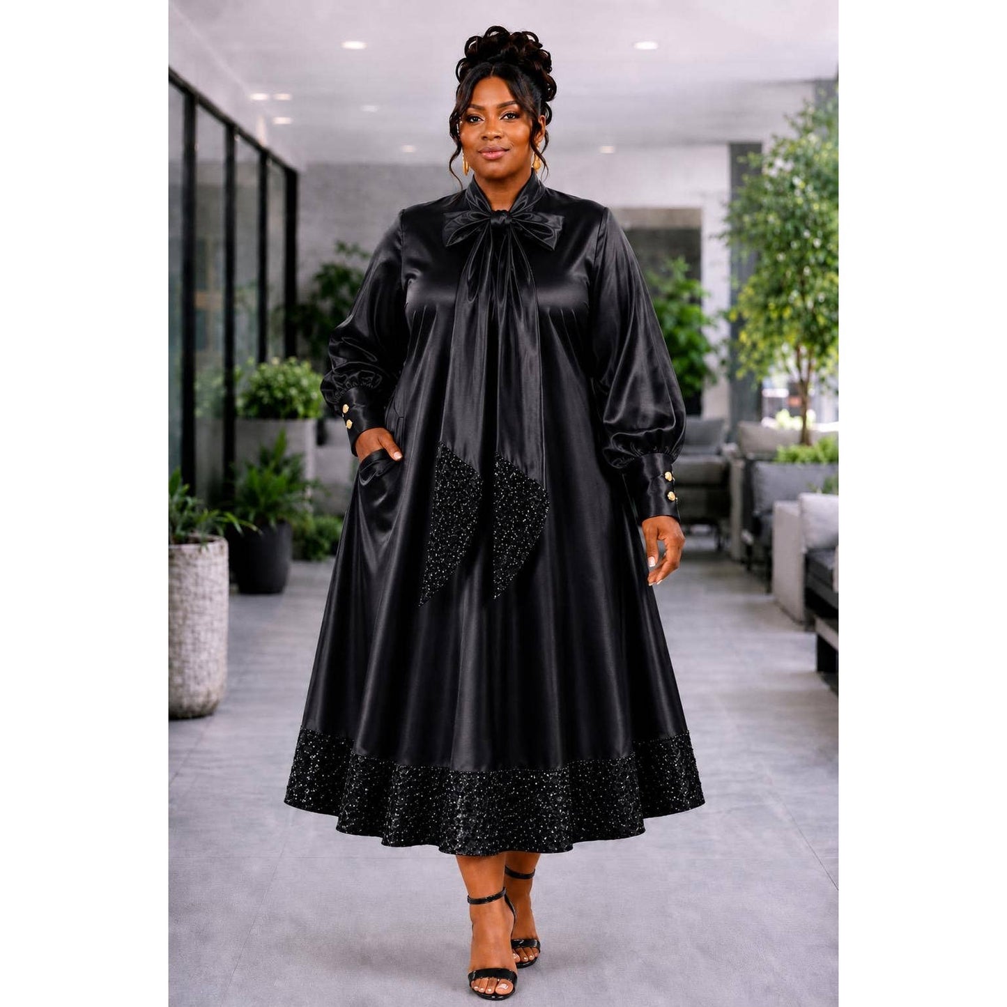 The Royal Grace Satin Bow Maxi Dress