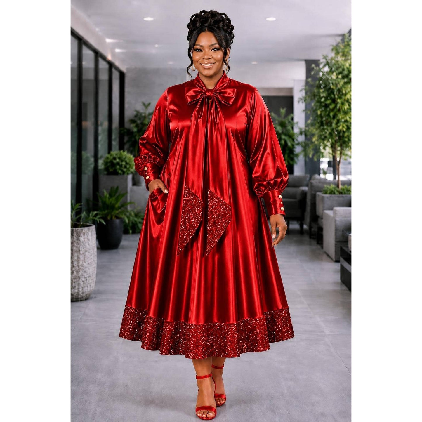 The Royal Grace Satin Bow Maxi Dress