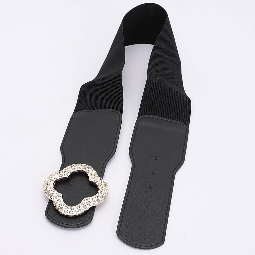 Faux Leather Metal metal Buckle Stretch Belt