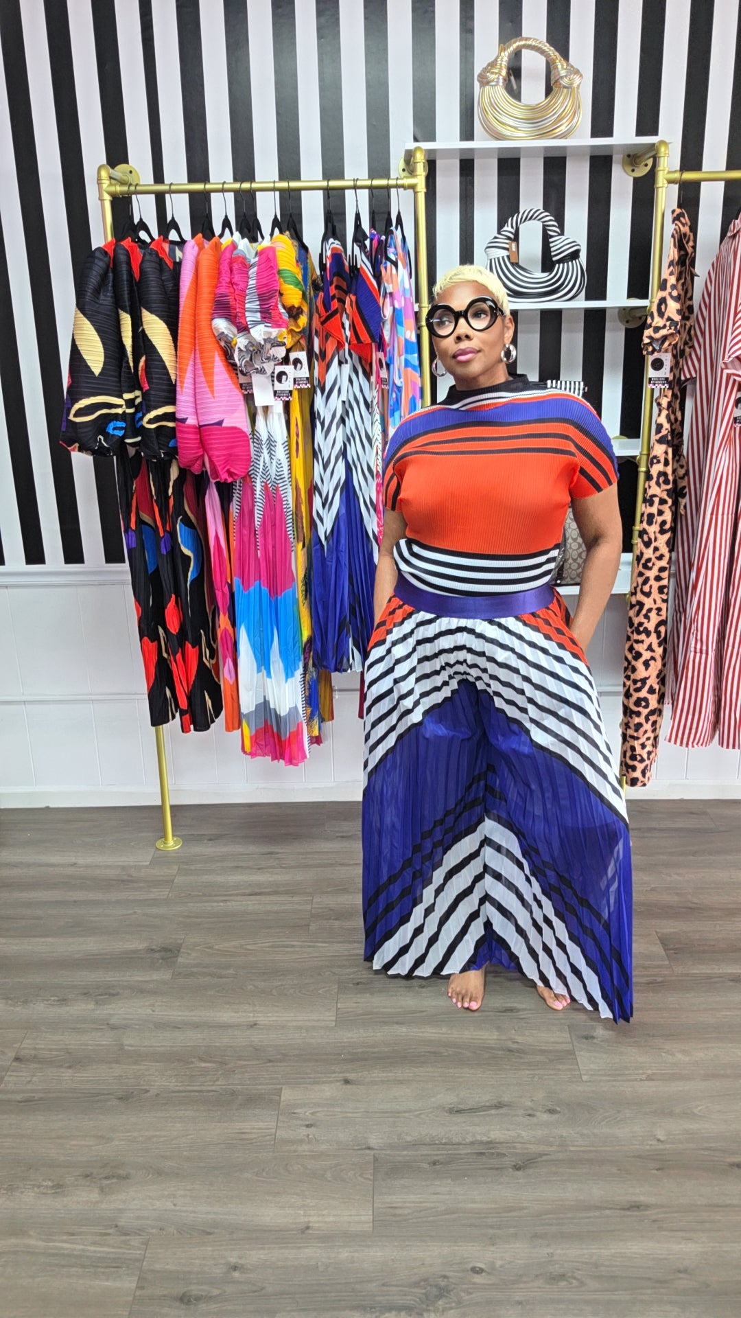 POP OF COLOR 2PC PLEATED PANTS SET