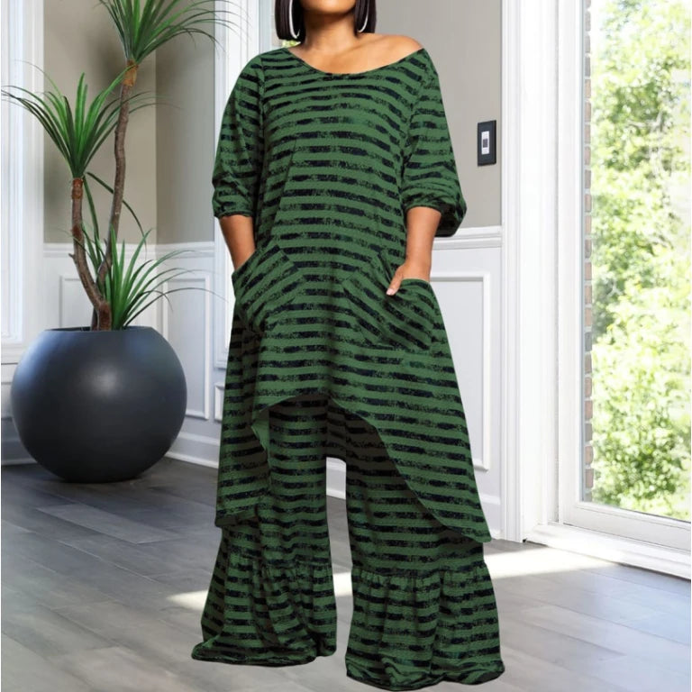 Comfy Stripe Pants Set