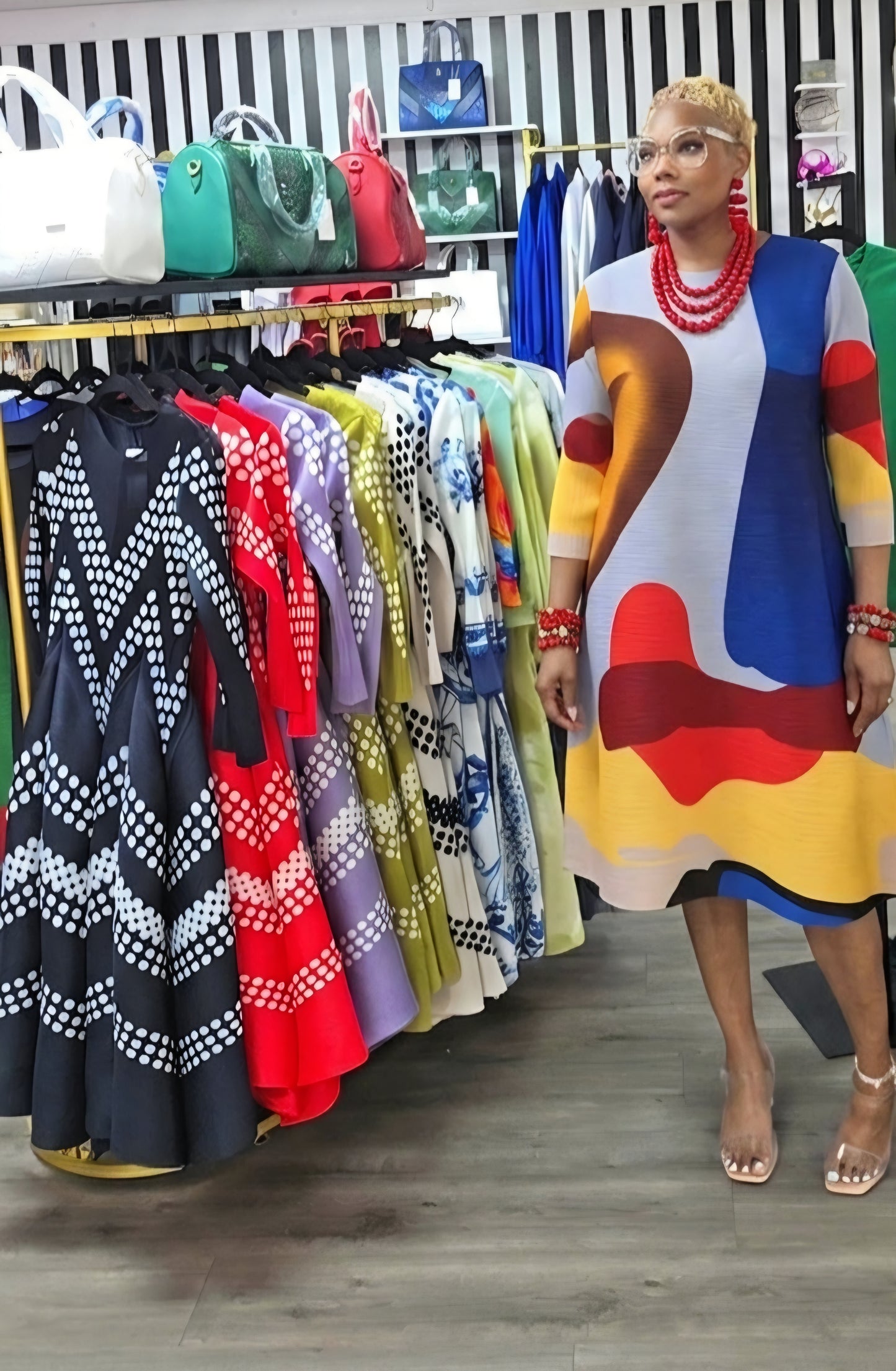 COLORFULLY BLESSED MIDI BOUNCY DRESS