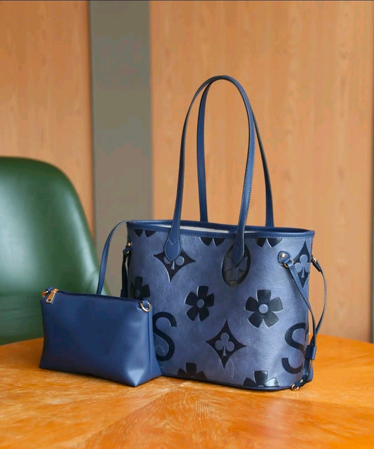 Elegant Floral Embossed 2 in 1 Tote Bag