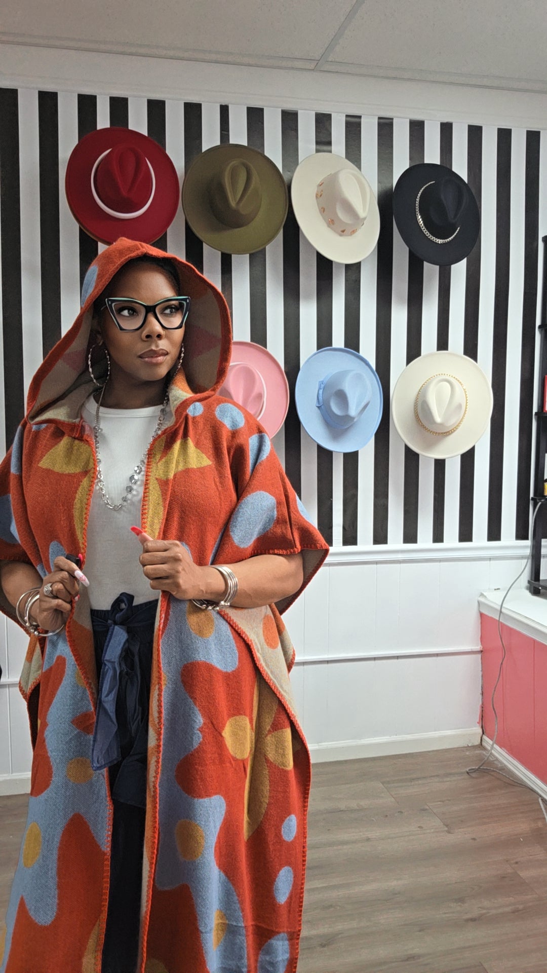 Hooded Open Cardigan Poncho