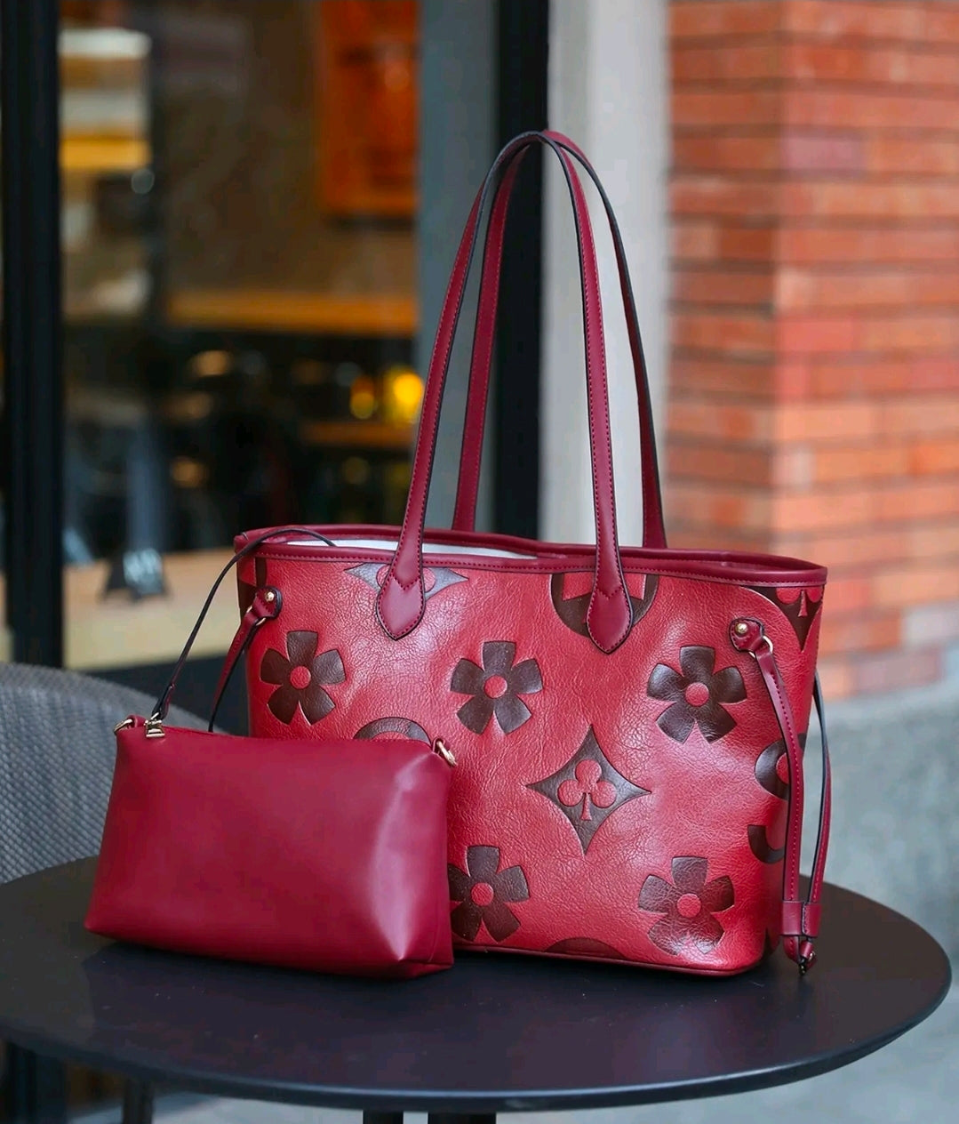 Elegant Floral Embossed 2 in 1 Tote Bag