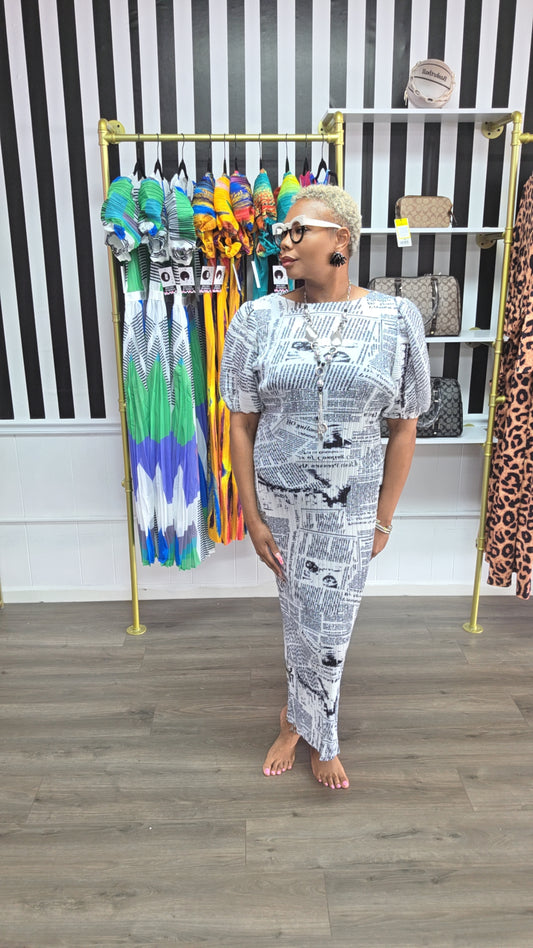 NEWSPAPER MAXI DRESS