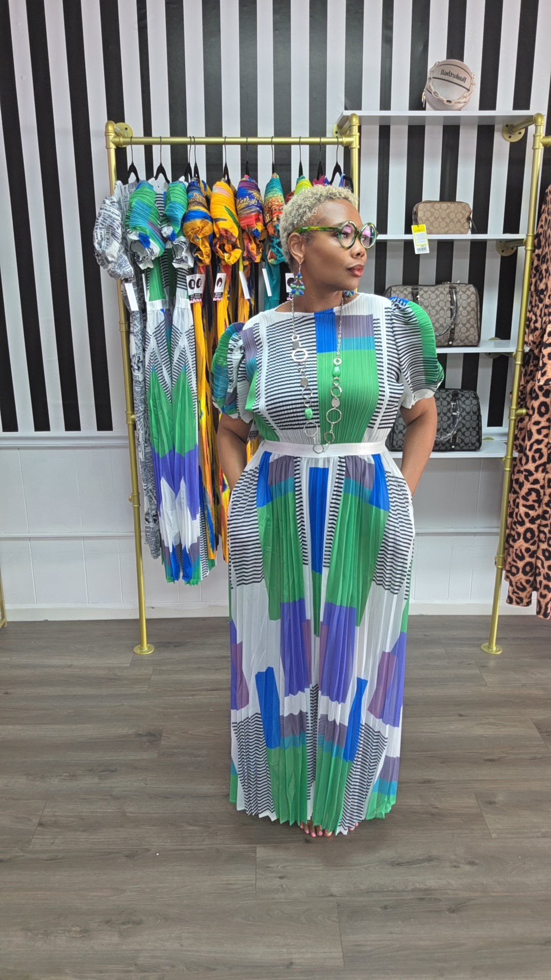 COLOR ME CONFIDENT PLEATED MAXI DRESS