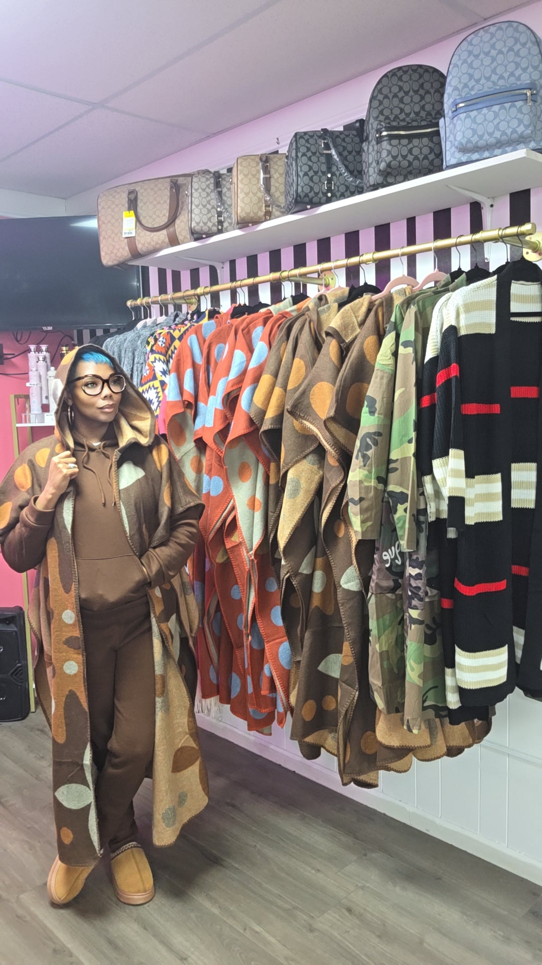 Hooded Open Cardigan Poncho
