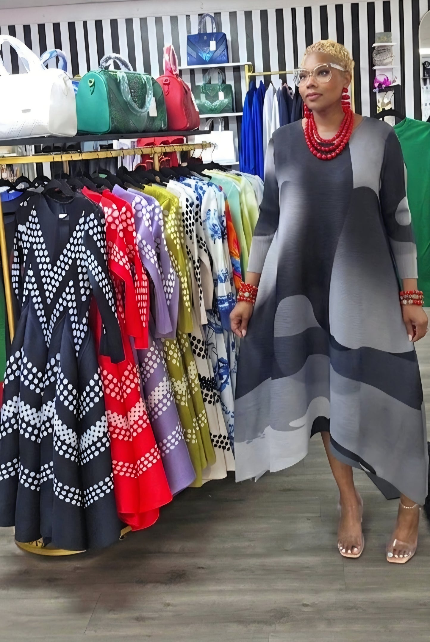 COLORFULLY BLESSED MIDI BOUNCY DRESS