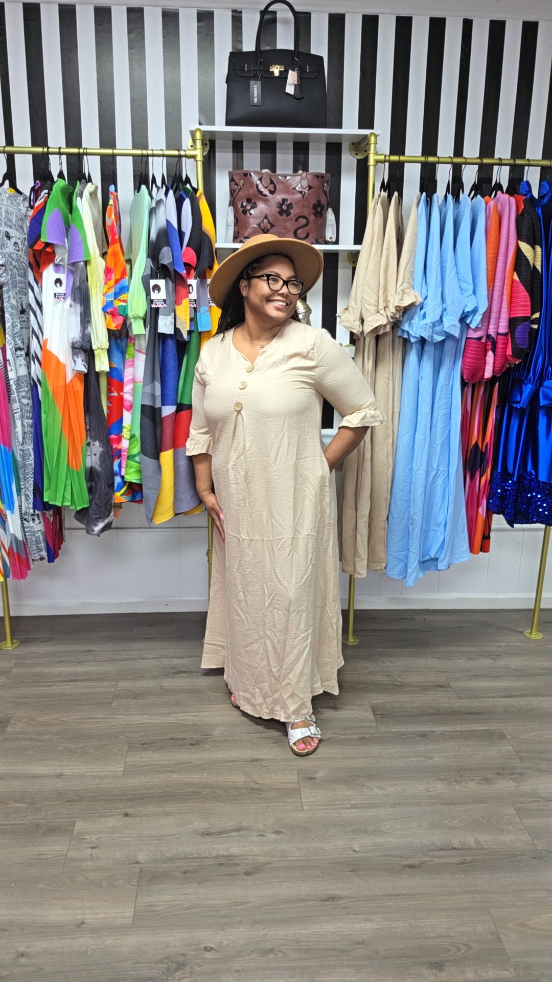 Boho Style VNeck Midi Dress