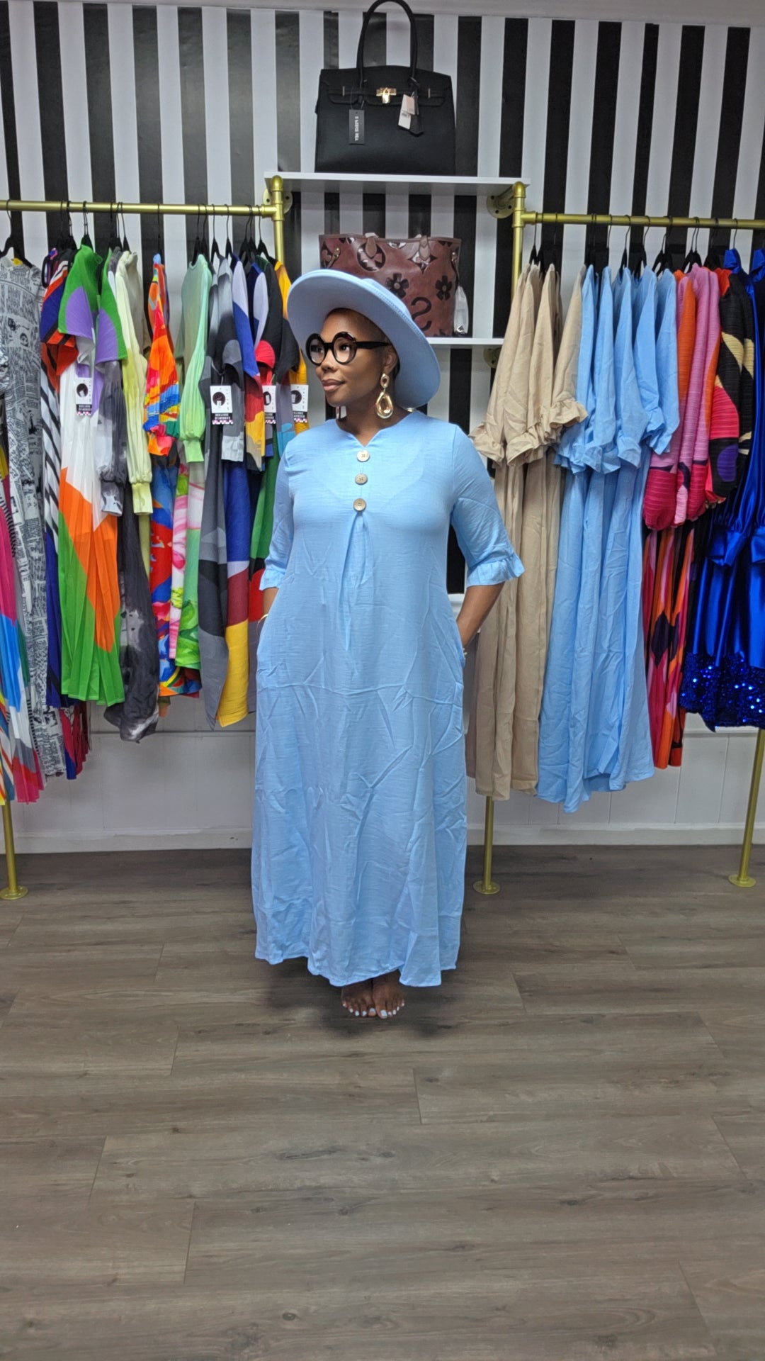 Boho Style VNeck Midi Dress
