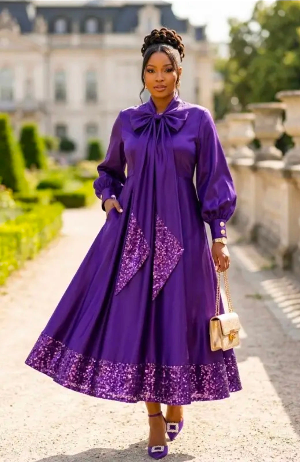 The Royal Grace Satin Bow Maxi Dress