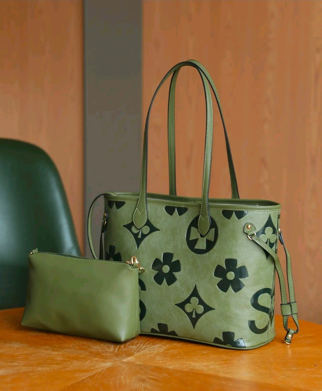 Elegant Floral Embossed 2 in 1 Tote Bag