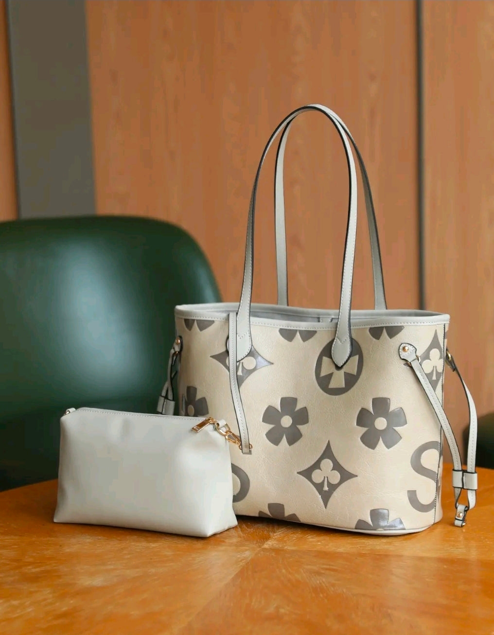 Elegant Floral Embossed 2 in 1 Tote Bag