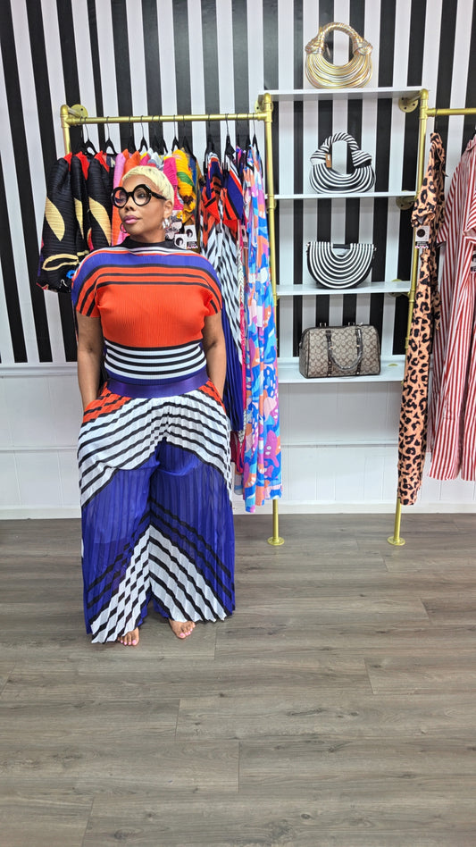 POP OF COLOR 2PC PLEATED PANTS SET